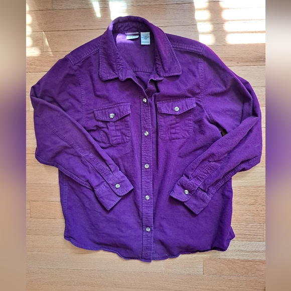 L. L. Bean Women’s Large Purple and Flannel Shirt with two front pockets - Picture 2 of 5